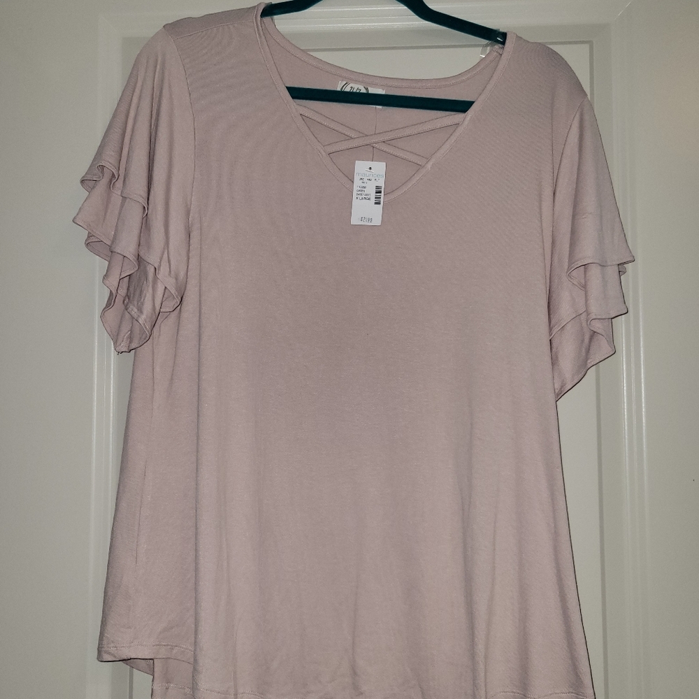 Maurices Light Pink Ruffle Sleeve Blouse